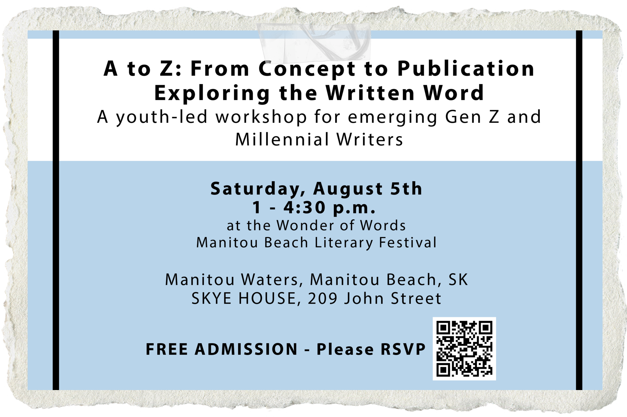 Free Workshop at Wonder of Words Literary Festival